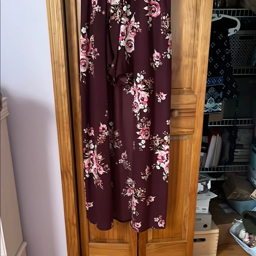 Floral Maxi Romper in Burgundy - Picture 7 of 10